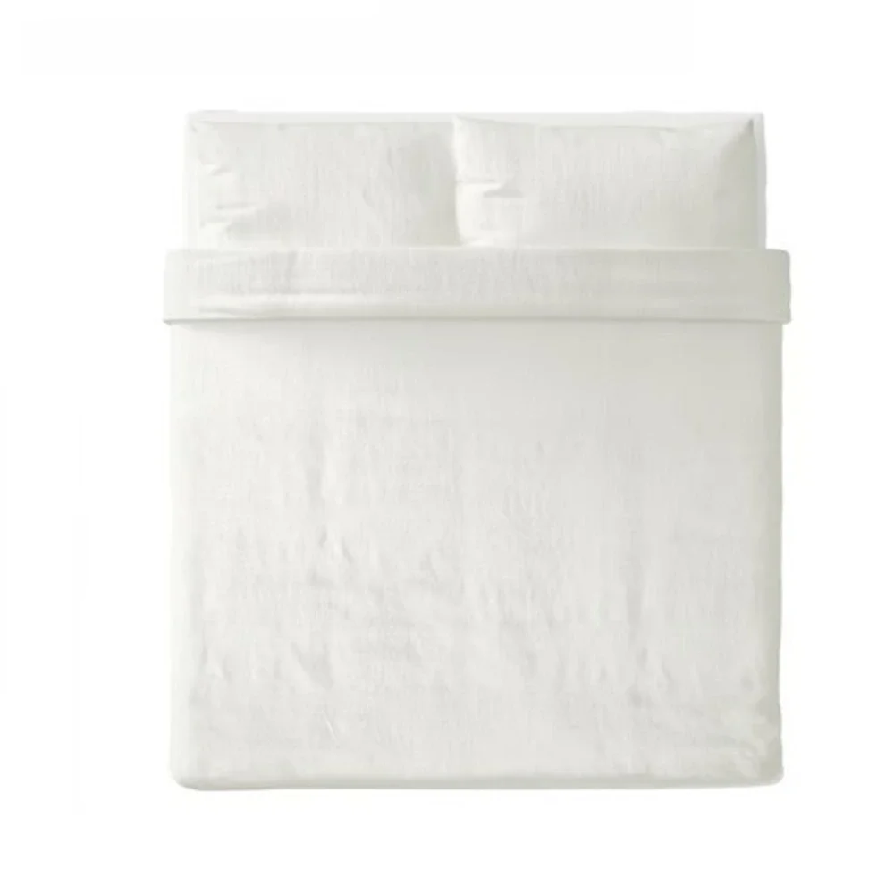 Ikea OFELIA VASS King Duvet Cover w/ Pillowcases Dobby Woven Bed Set White New